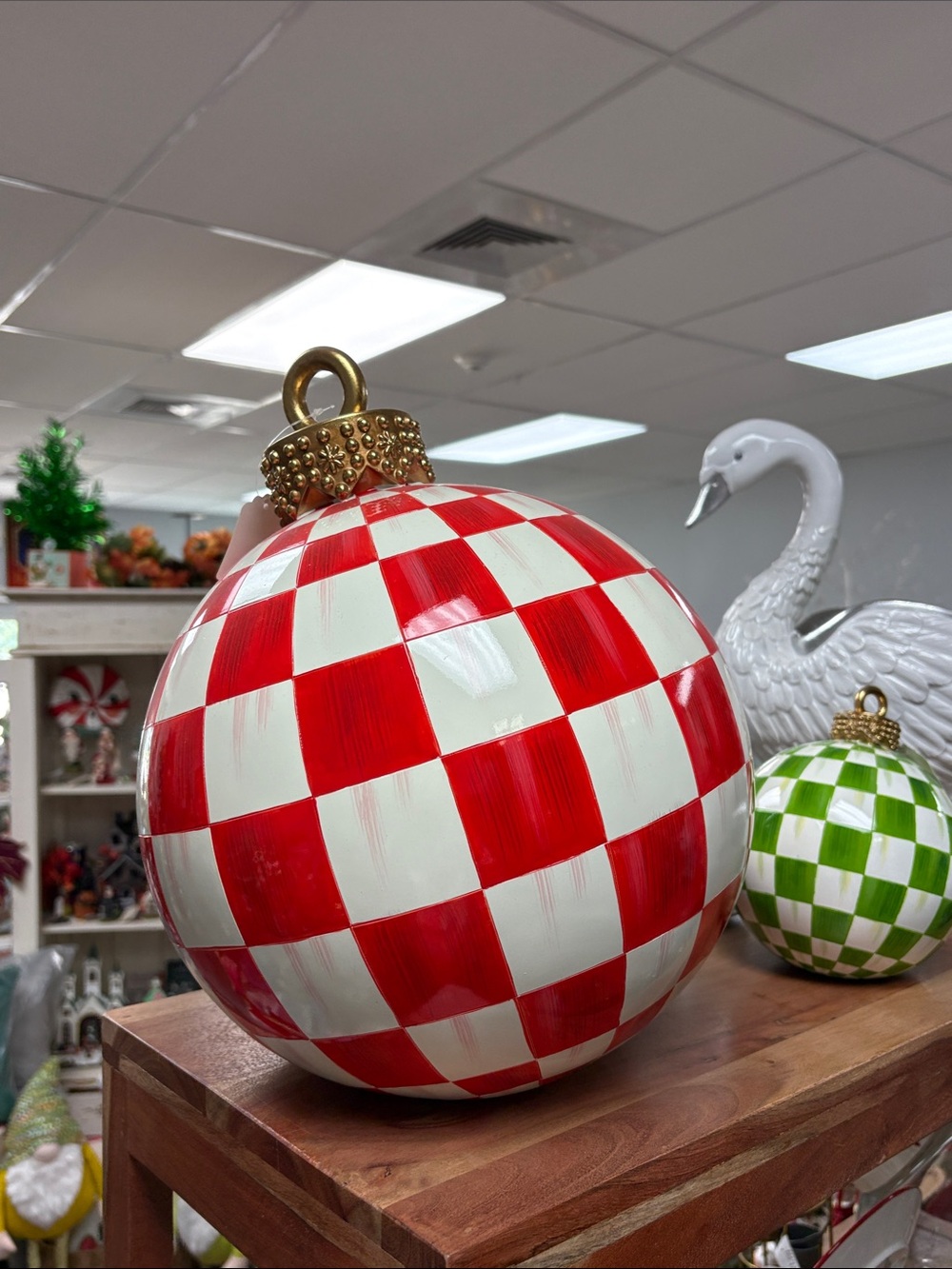 Mackenzie-Childs red check tabletop ornament